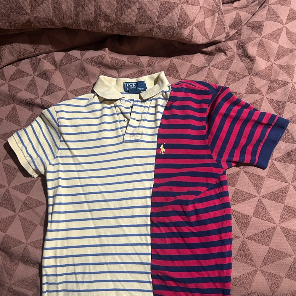 Polo by Ralph Lauren Kids Half Striped Polo - Cream and Red